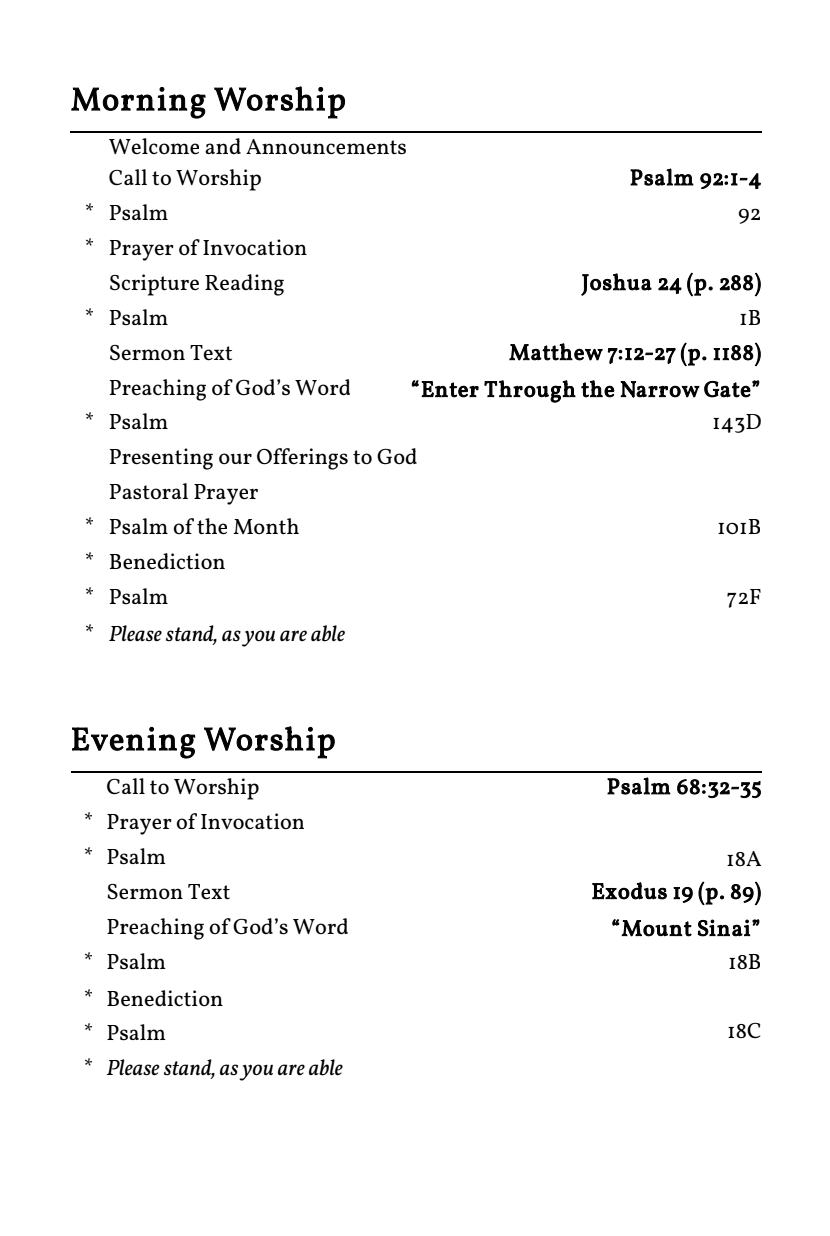 Sample Order of Service
